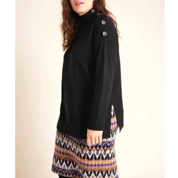Anthropologie Tunic Sweater Margarita in black size small - Picture 1 of 8